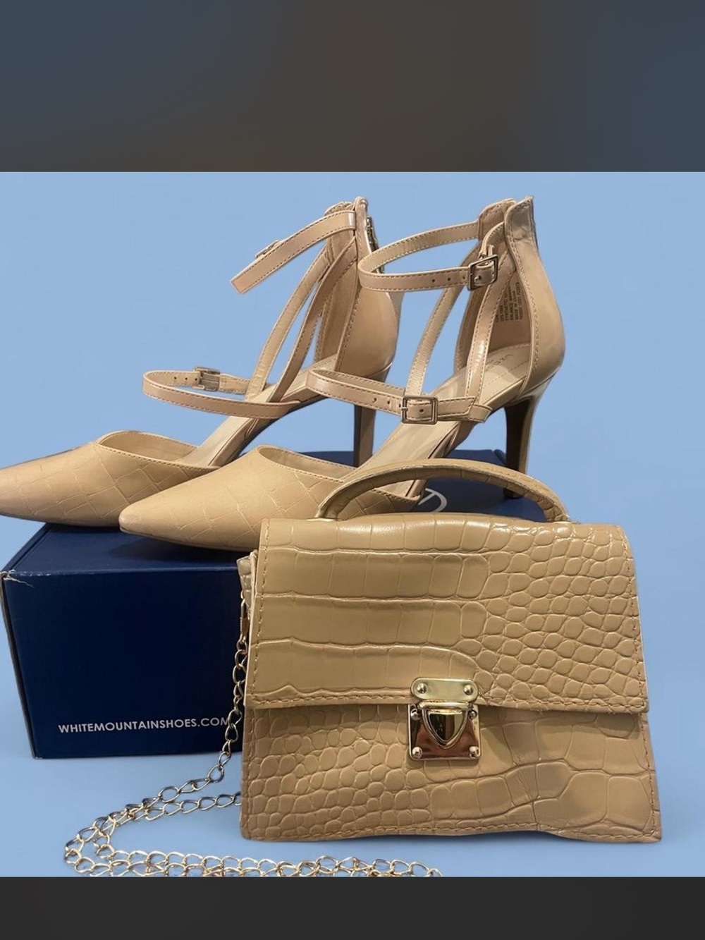 Liz Claiborne Beige Pointed Toe Double Ankle Strap Heels